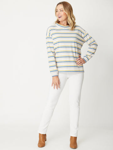 Loose Polo Relaxed Top- Blue -31017 - Modest Dressing
