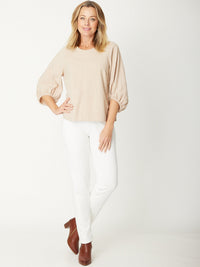 Core Balloon Sleeve Top - Beige - 31027