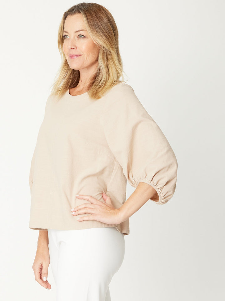 Core Balloon Sleeve Top - Beige - 31027