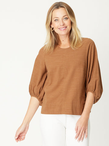 Core Balloon Sleeve Top - Toffee - 31027 - 