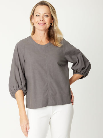 Core Balloon Sleeve Top - Steel - 31027 - 