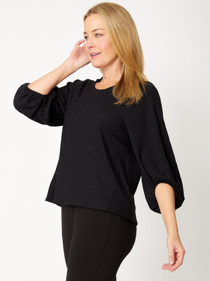 Core Balloon Knit Top - Black - 31028