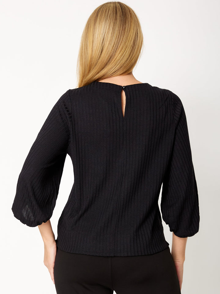 Core Balloon Knit Top - Black - 31028