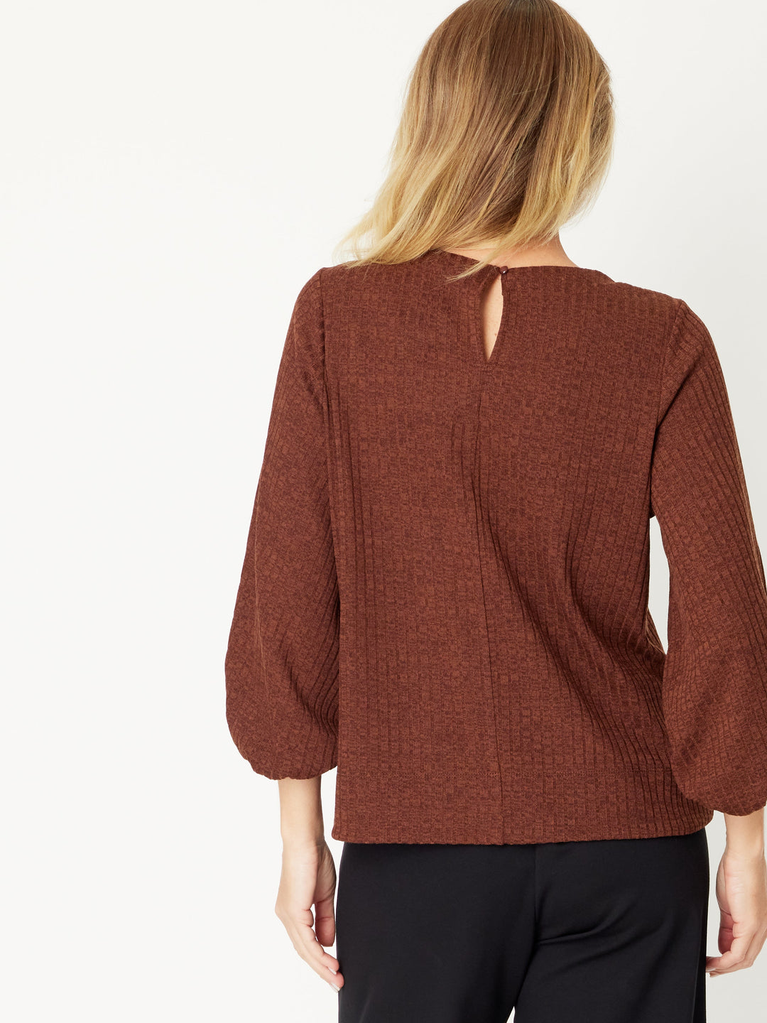 Core Balloon Knit Top - Choc - 31028