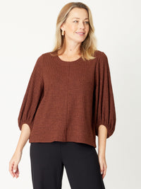 Core Balloon Knit Top - Choc - 31028
