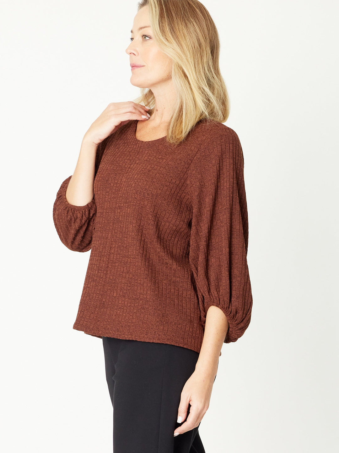 Core Balloon Knit Top - Choc - 31028