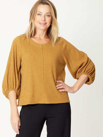 Core Balloon Knit Top - Mustard - 31028 - Cordelia St