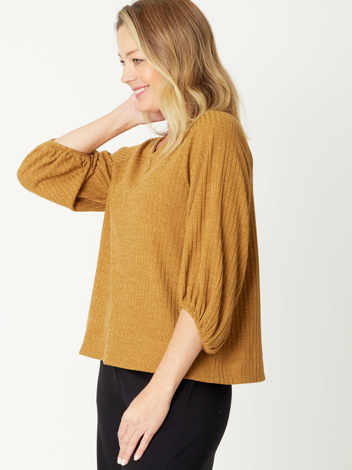 Core Balloon Knit Top - Mustard - 31028