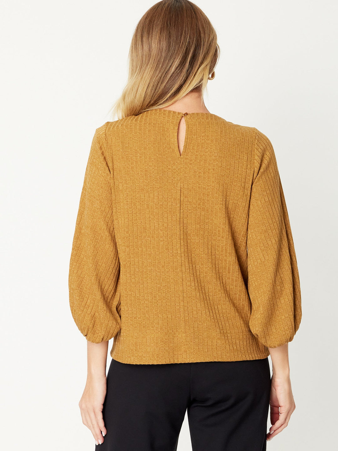 Core Balloon Knit Top - Mustard - 31028