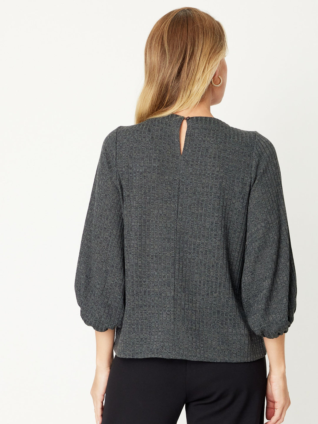 Core Balloon Knit Top - Steel - 31028