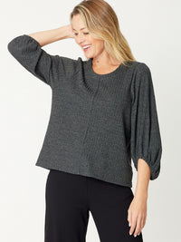 Core Balloon Knit Top - Steel - 31028