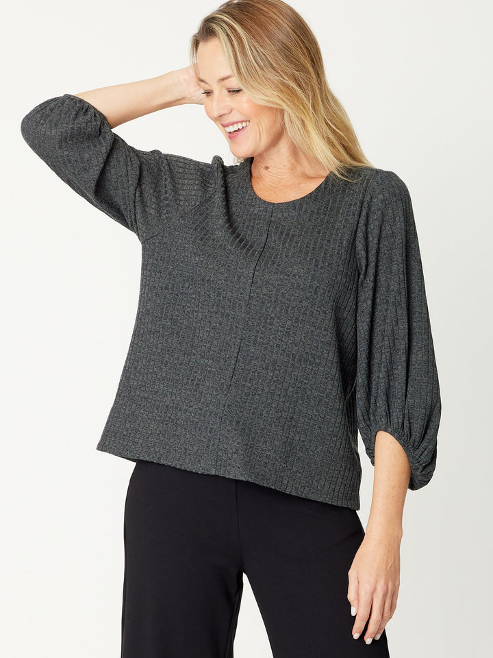 Core Balloon Knit Top - Steel - 31028