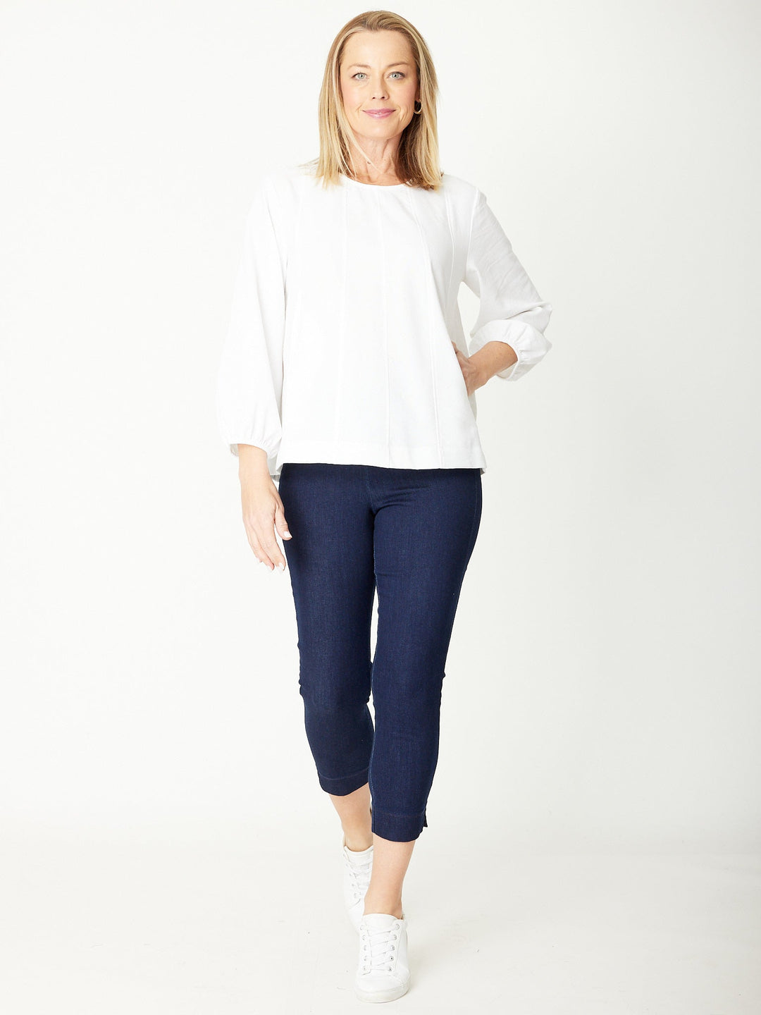 LINEN/COTTON Pocket Core Top - White - 31031