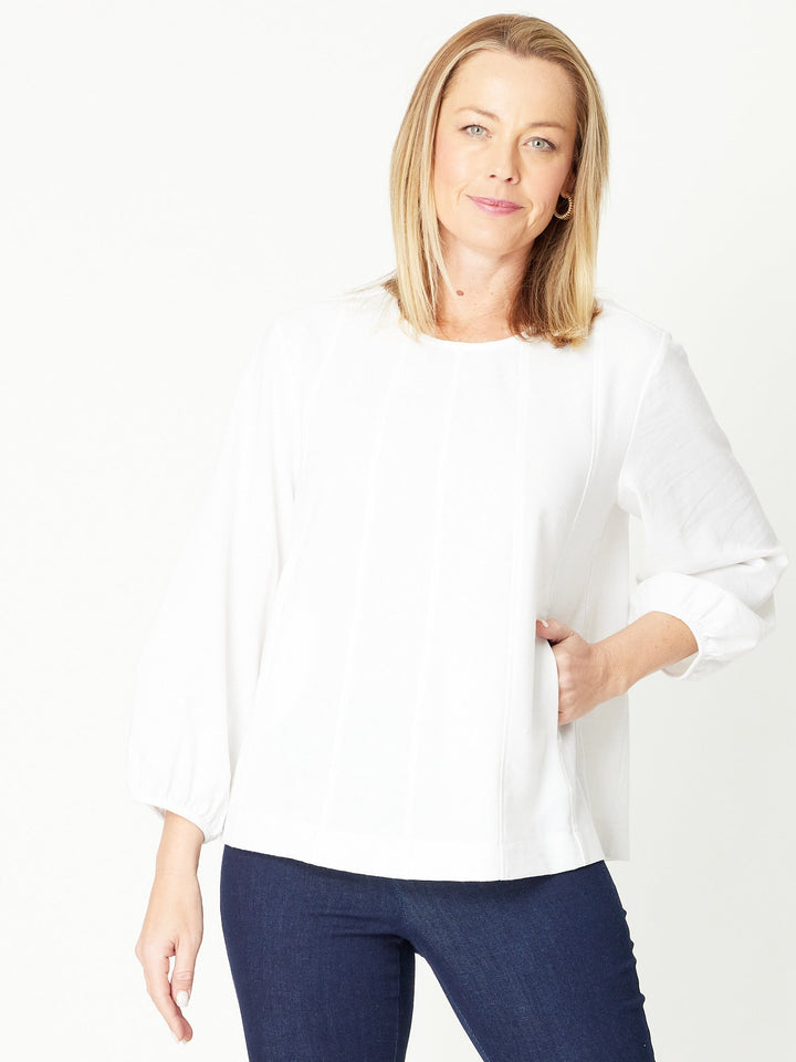 LINEN/COTTON Pocket Core Top - White - 31031