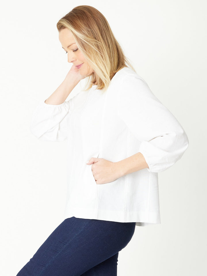 LINEN/COTTON Pocket Core Top - White - 31031