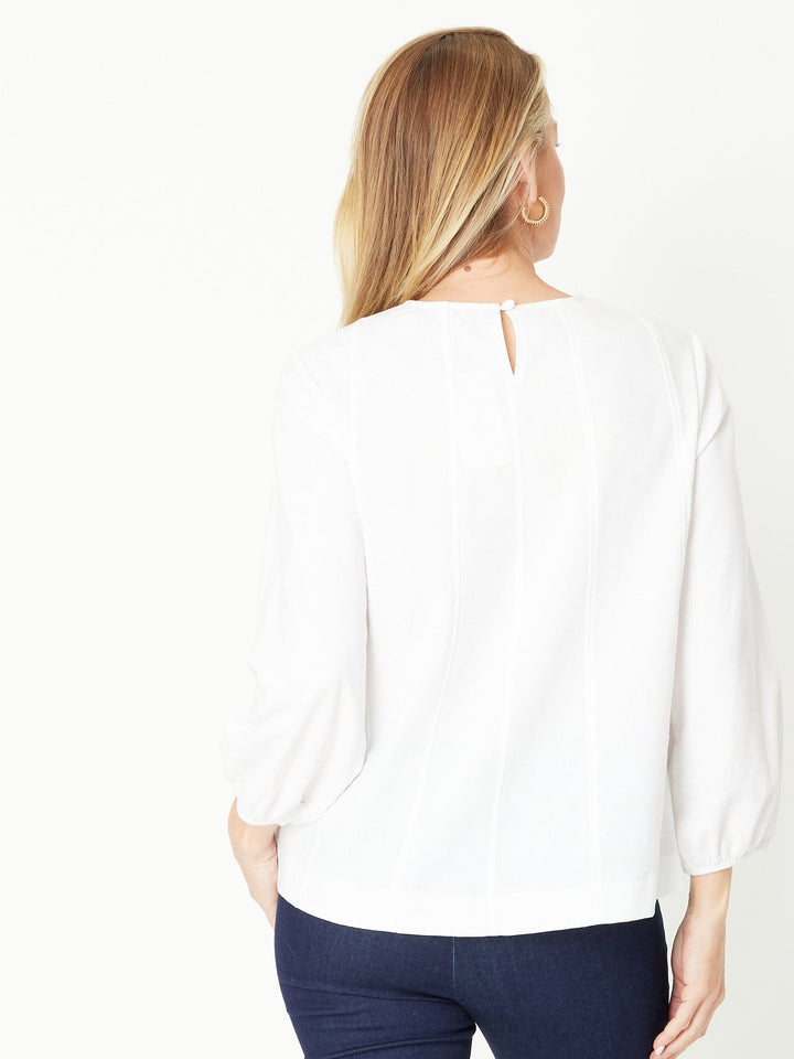 LINEN/COTTON Pocket Core Top - White - 31031