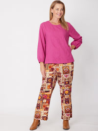 LINEN/COTTON  Pocket Core Top - Raspberry - 31031