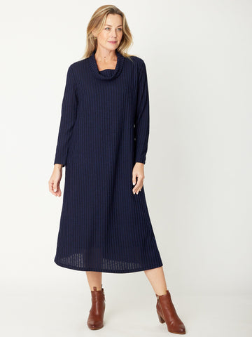 Cowl Shift Dress - 31033 - Navy - New Arrivals