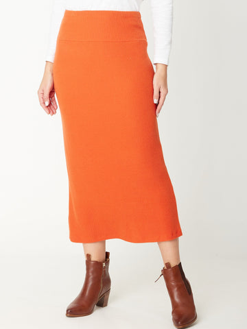 Knit Pencil Skirt - Orange - 31043 - Skirts