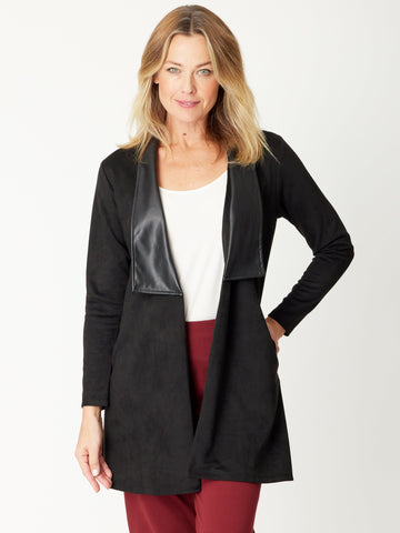 Suedette Coat - 31051 - Black - Cordelia St