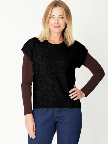 Recycled Knit Vest Top - Black- 31058 - Cordelia St