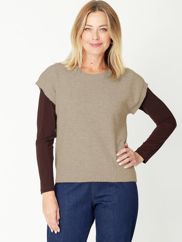Recycled Knit Vest Top - Latte - 31058 - Cordelia St