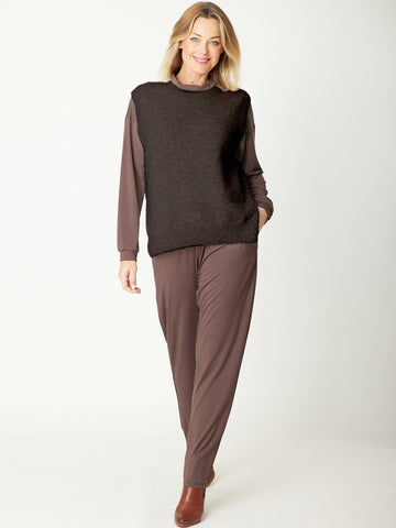 Tabard Recycled Yarn Vest - Choc - 31060 - Luna Sky