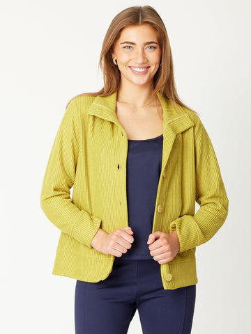 Rib Big Button Cardy- Chartreuse - 31067 - Luna Sky