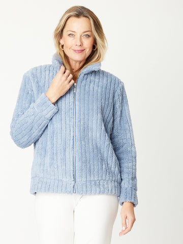 Faux Fur Jacket - 31069 - sky blue/Denim - New Arrivals