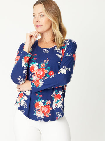 Long Sleeve Top - 31128 - Navy - Tops
