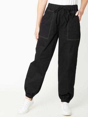 Drill Cargo Jogger Pant - 31131 - Black - Cordelia St