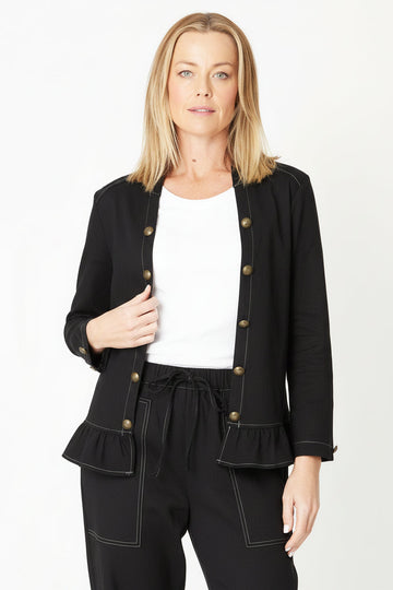 Drill Ruffle Jacket - Black - 31132 - 