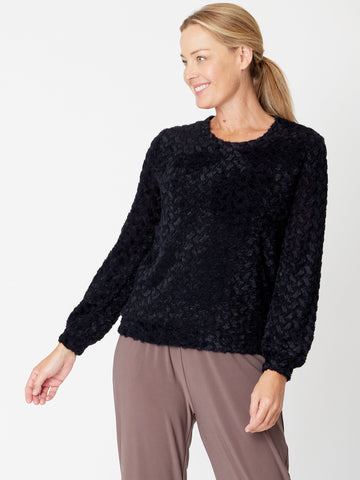 Knit Pointelle Ls Top - Black - 31184 - Luna Sky