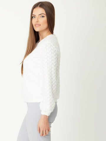 Knit Pointelle Ls Top - Winterwhite- 31184 - Luna Sky