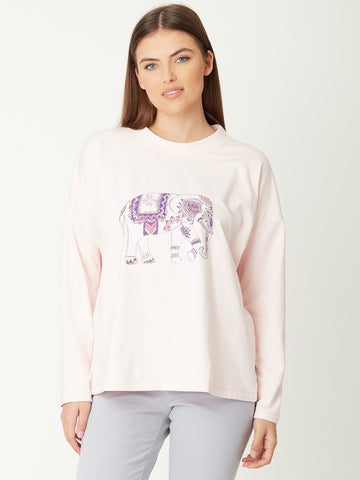 Long Sleeve Elephant Top - Blush - 31189 - Luna Sky