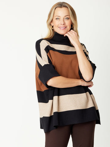 Stripe Polo Long Knit - Coffee - 31194 - Cordelia St