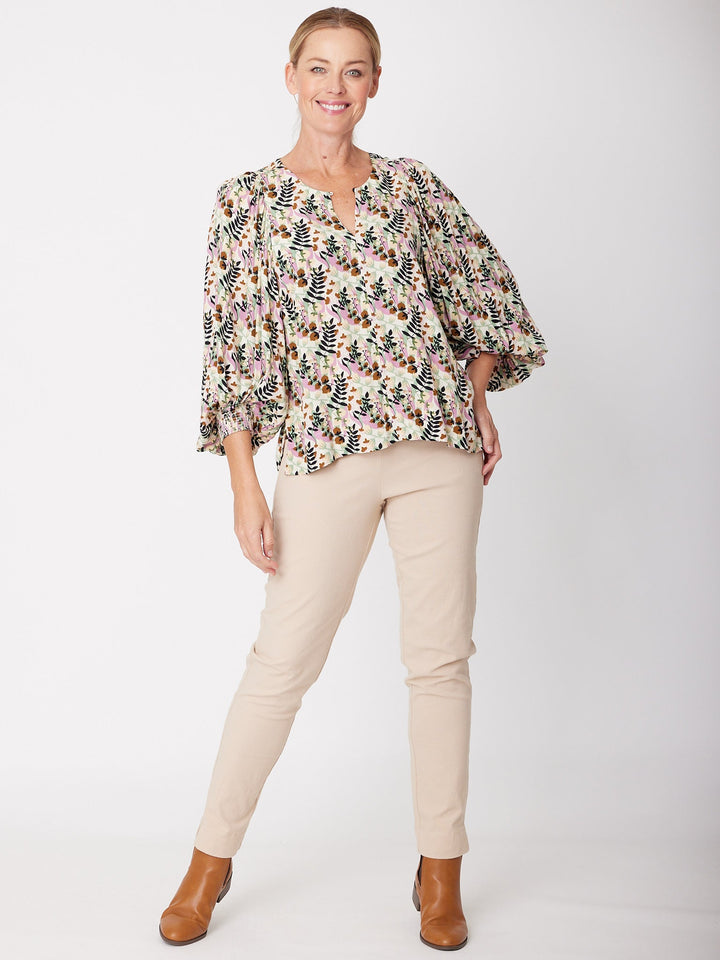 Silvy Print Rayon Shirt - Sage Fleur- 31228