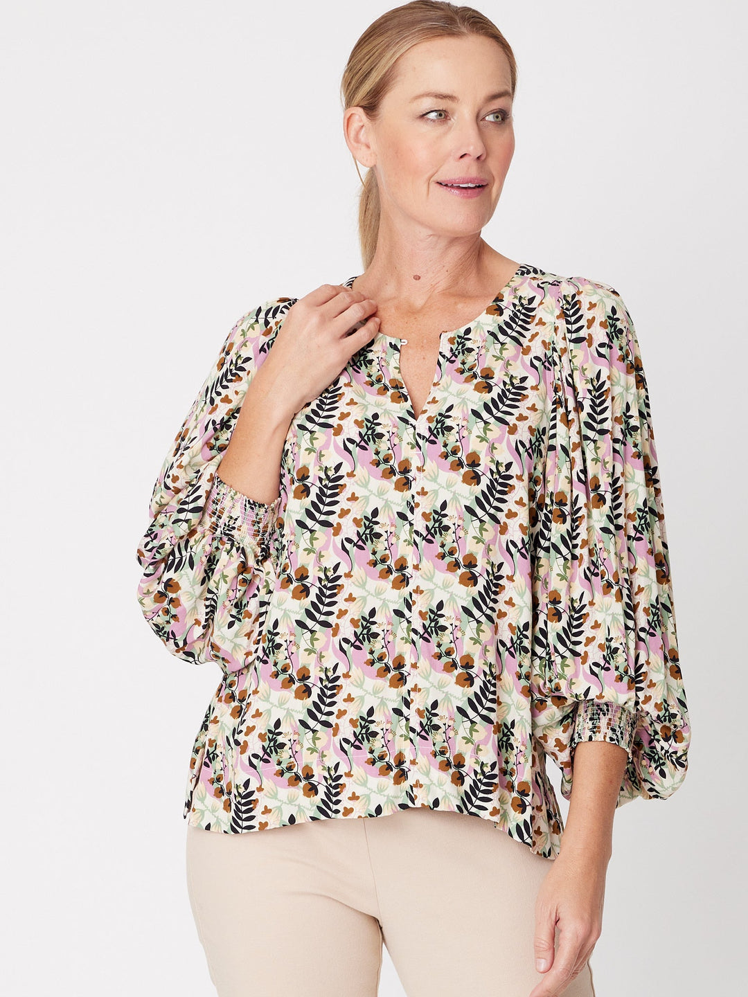 Silvy Print Rayon Shirt - Sage Fleur- 31228