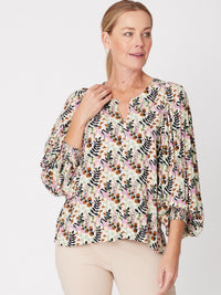 Silvy Print Rayon Shirt - Sage Fleur- 31228