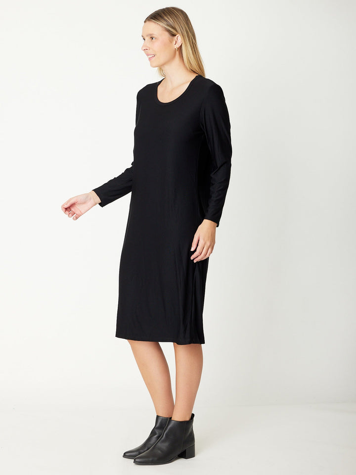 Bamboo Scoop Dress - Black - 31231