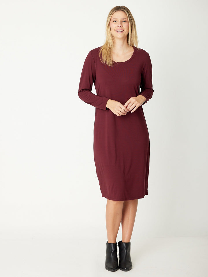 Bamboo Scoop Dress - Wine - 31231