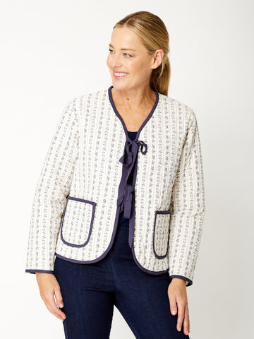 Print Puffer Jacket - Ivory/Denim - 32006 - 