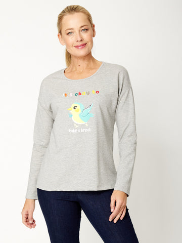 'It's OK to' Tee - Grey Marle - 32046 - 
