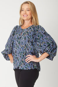 Sylvie Flutter Top - Navy - 31280
