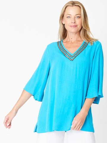 Florida Kaftan Core Tunic - Turq - 31296 - Clothes for Senior & Elderly Women