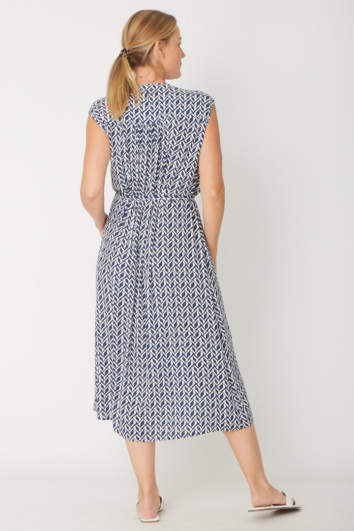 The Odore Dress Sleeveless Dress-- Navy/White- 31312