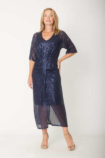 Suzie Shimmer Midi Dress - Navy - 31316 - dress