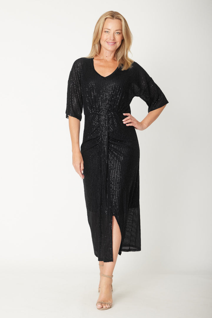 Suzie Shimmer Midi Dress - Black - 31316