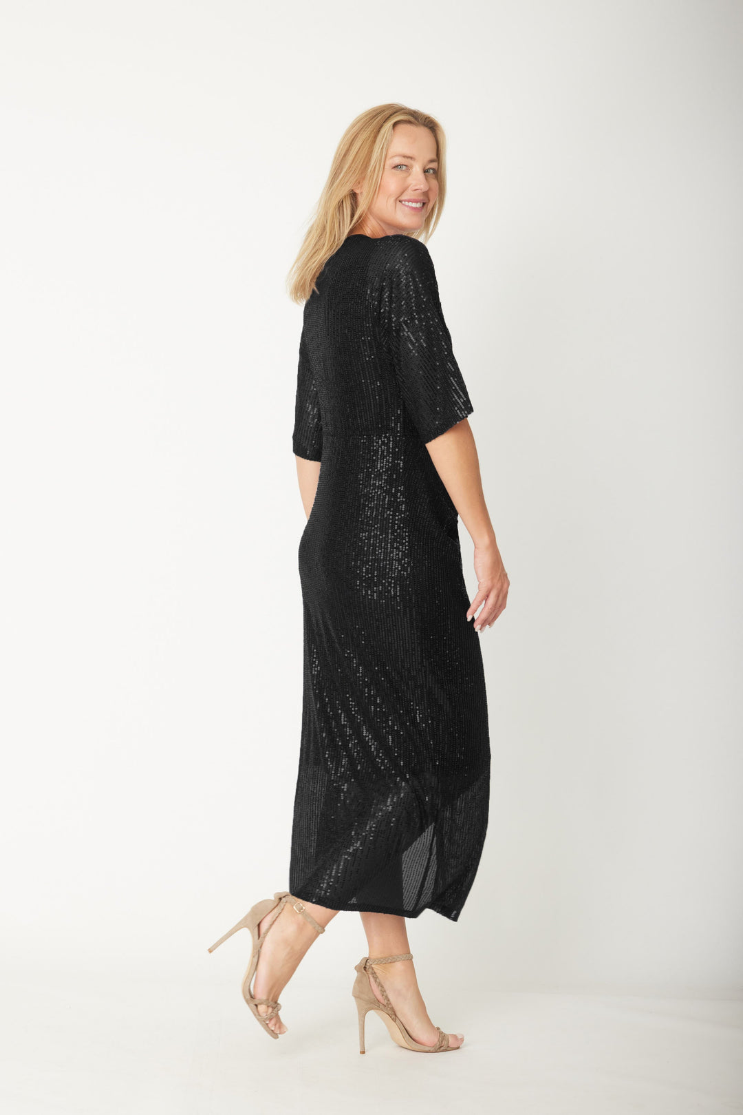 Suzie Shimmer Midi Dress - Black - 31316