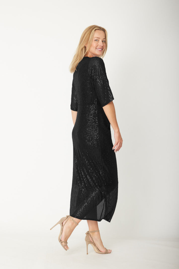 Suzie Shimmer Midi Dress - Black - 31316